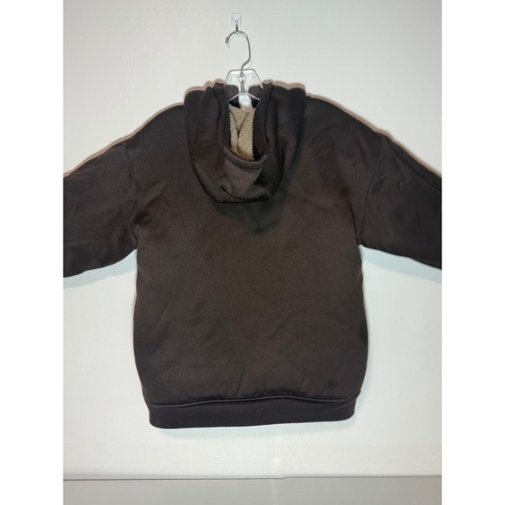 Wrangler Sherpa Lined‎ Hooded Jacket Brown Fleece Lined Zip Up Workwear Size M - Picture 2 of 11
